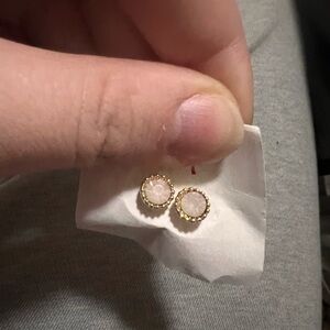 Kohl's Gold-Tone Stud Earrings with Pale Pink Centers